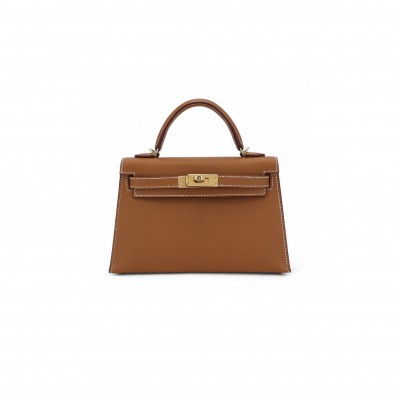 HERMÈS MASTER MINI KELLY SECOND GENERATION GOLDEN BROWN GOLD EPSOM (19*12*5.5cm) 